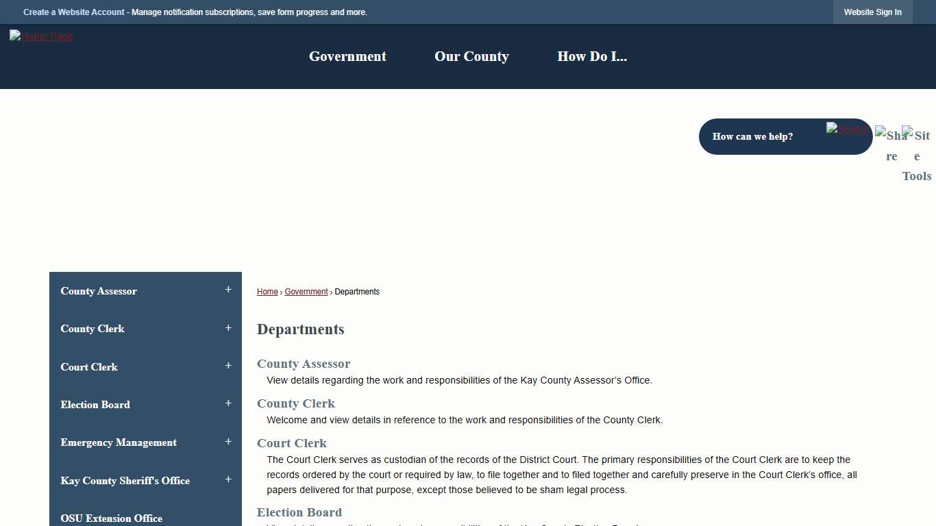 Departments Kay County, OK