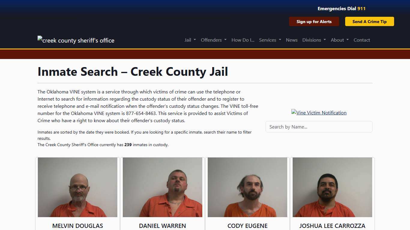 Inmate Search Creek County Sheriff's Office